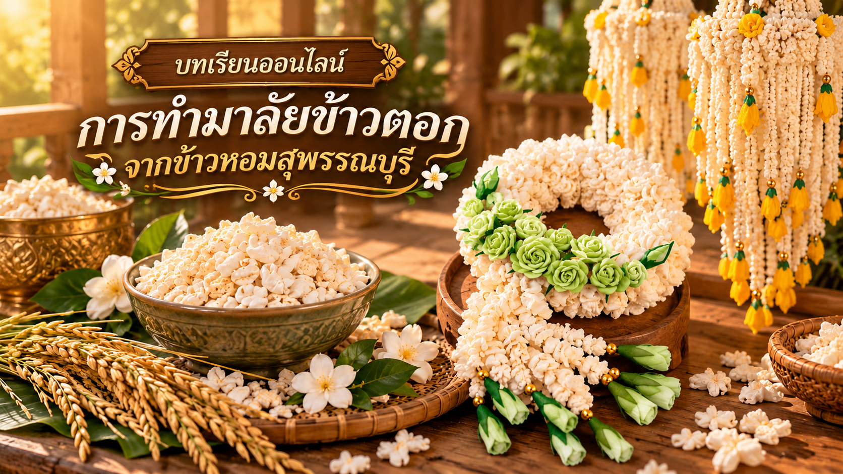 Thai Puffed Rice Garland with Green Roses.png